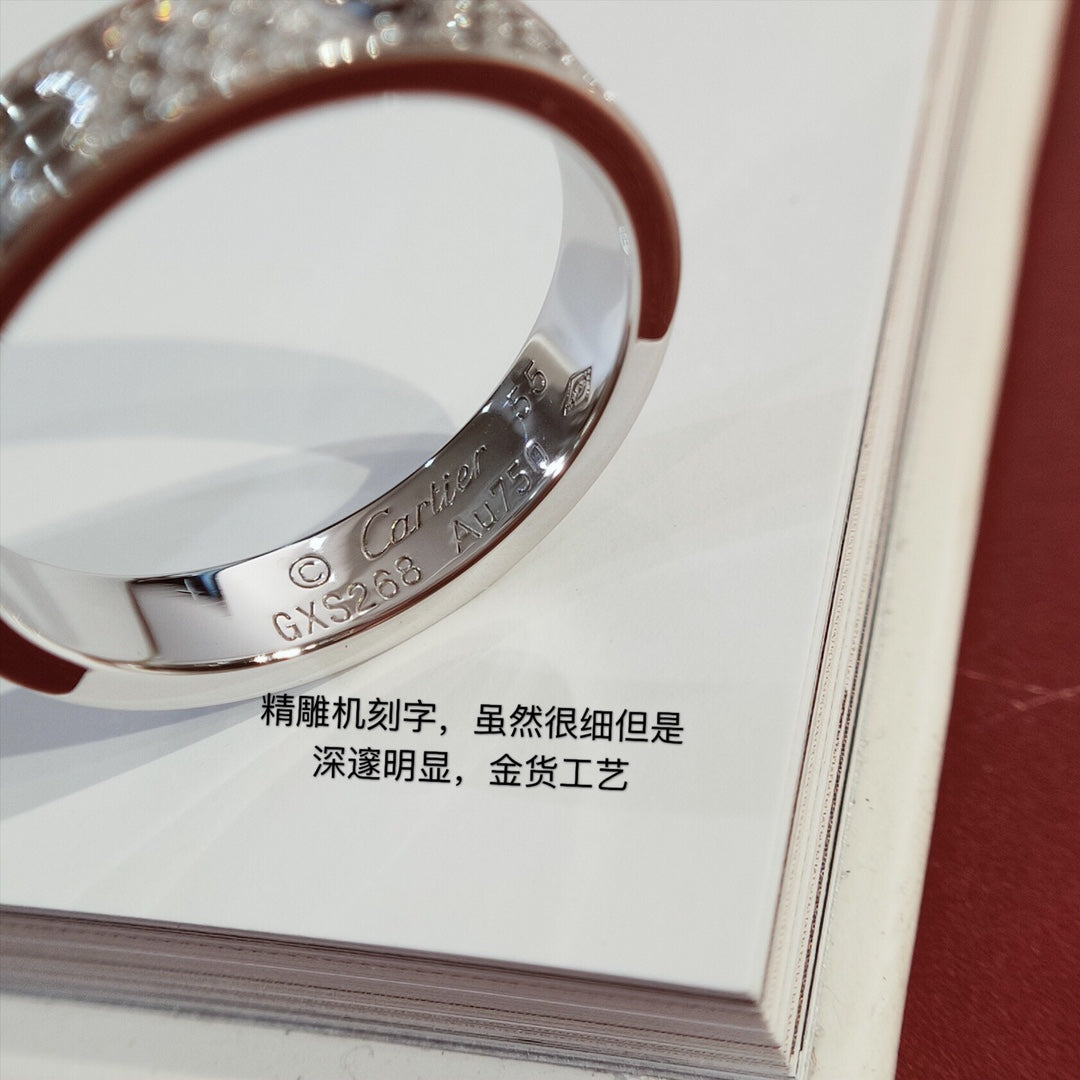 Cartier Love 寬版滿天星戒指-玫瑰金/白金