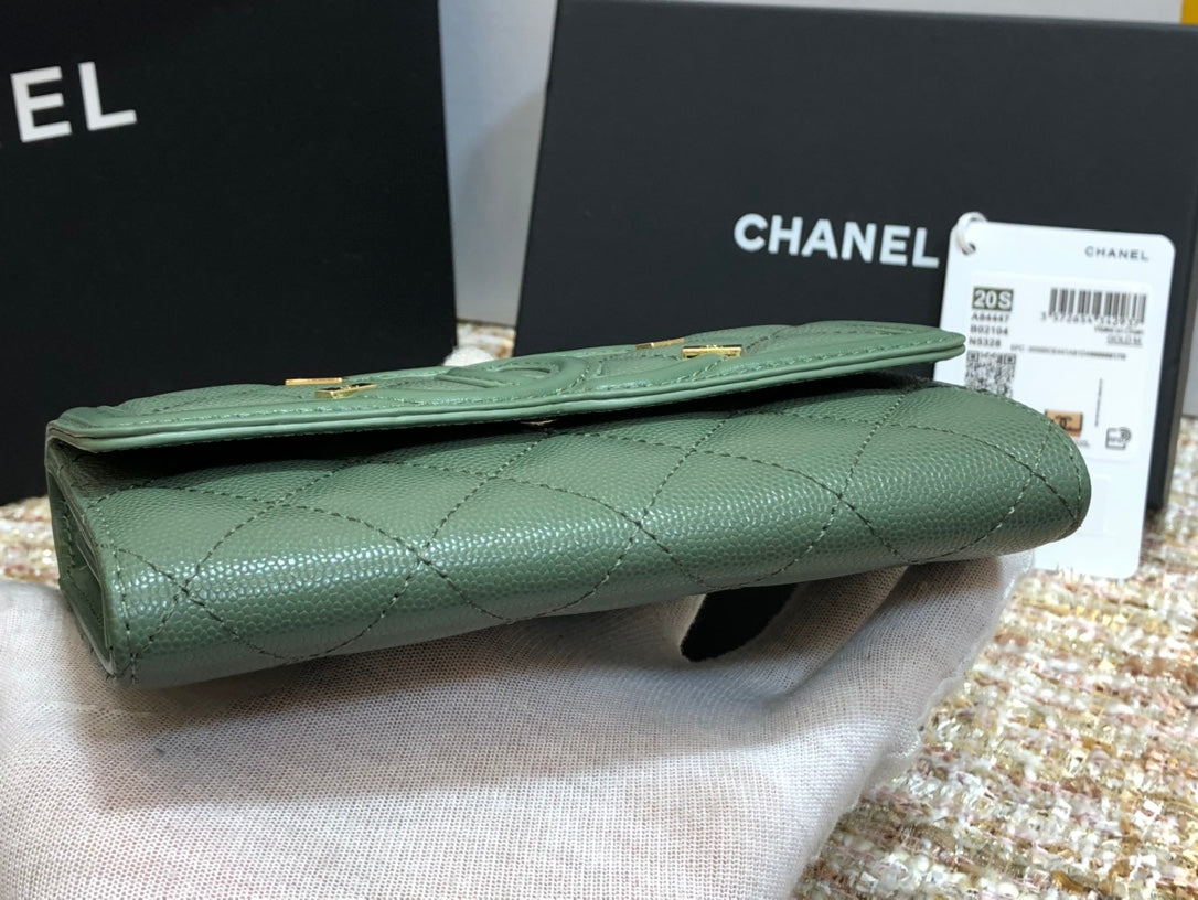 Chanel 復古CC荔枝牛皮-翻蓋中夾-復古五金