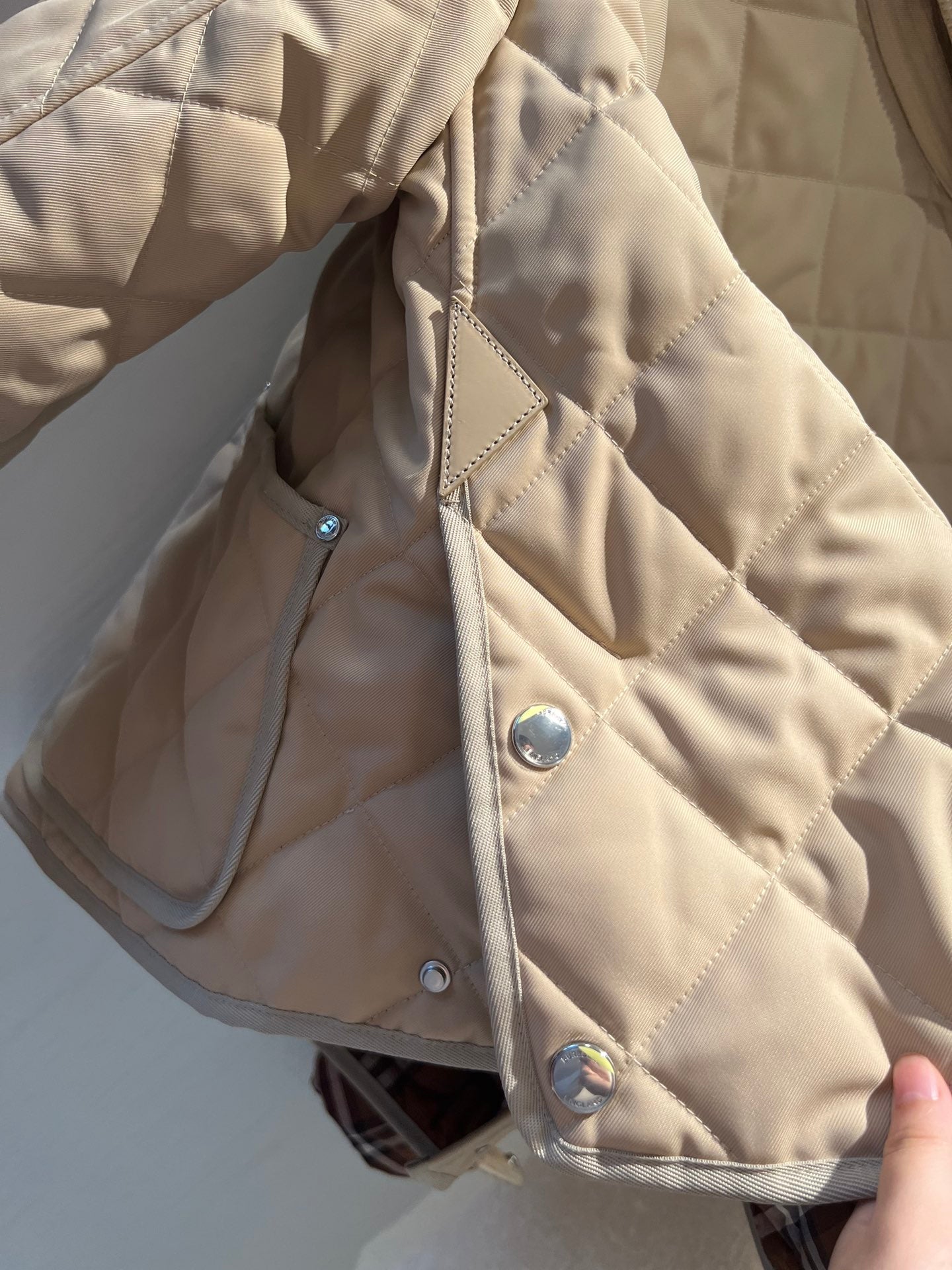 巴B家-秋冬棉服-經典格紋拼接燈芯絨衣領