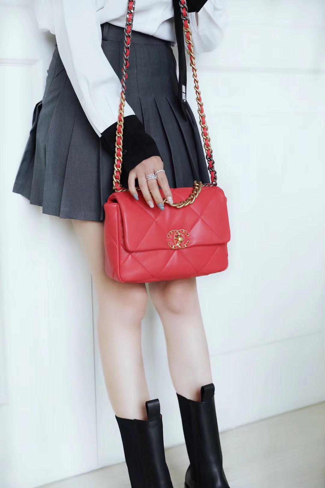 Chanel 19Bag-小號珊瑚紅