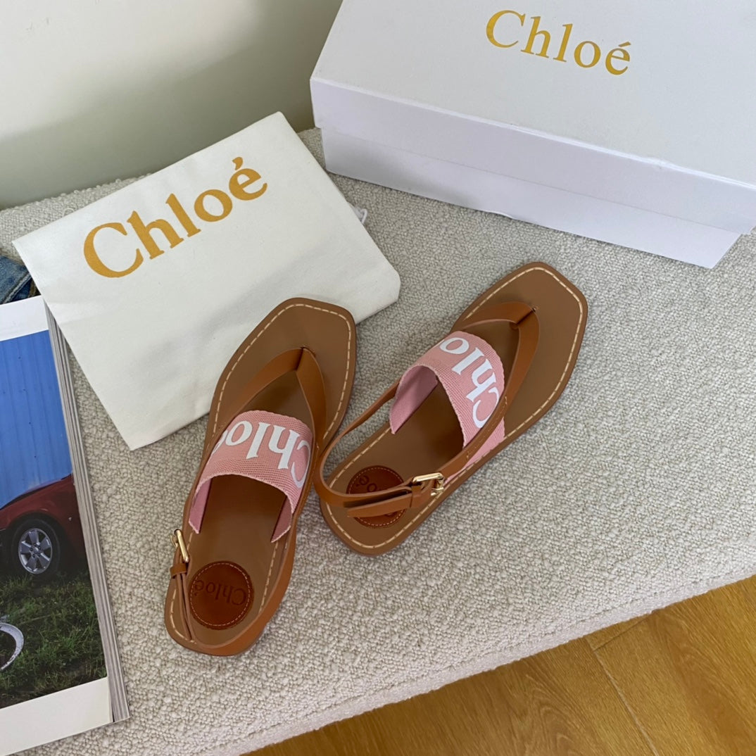 Chloe鞋-Chloe Woody Logo 涼鞋（粉）