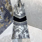 Dior Book Tote-小號36.5cm-黑白早春花卉
