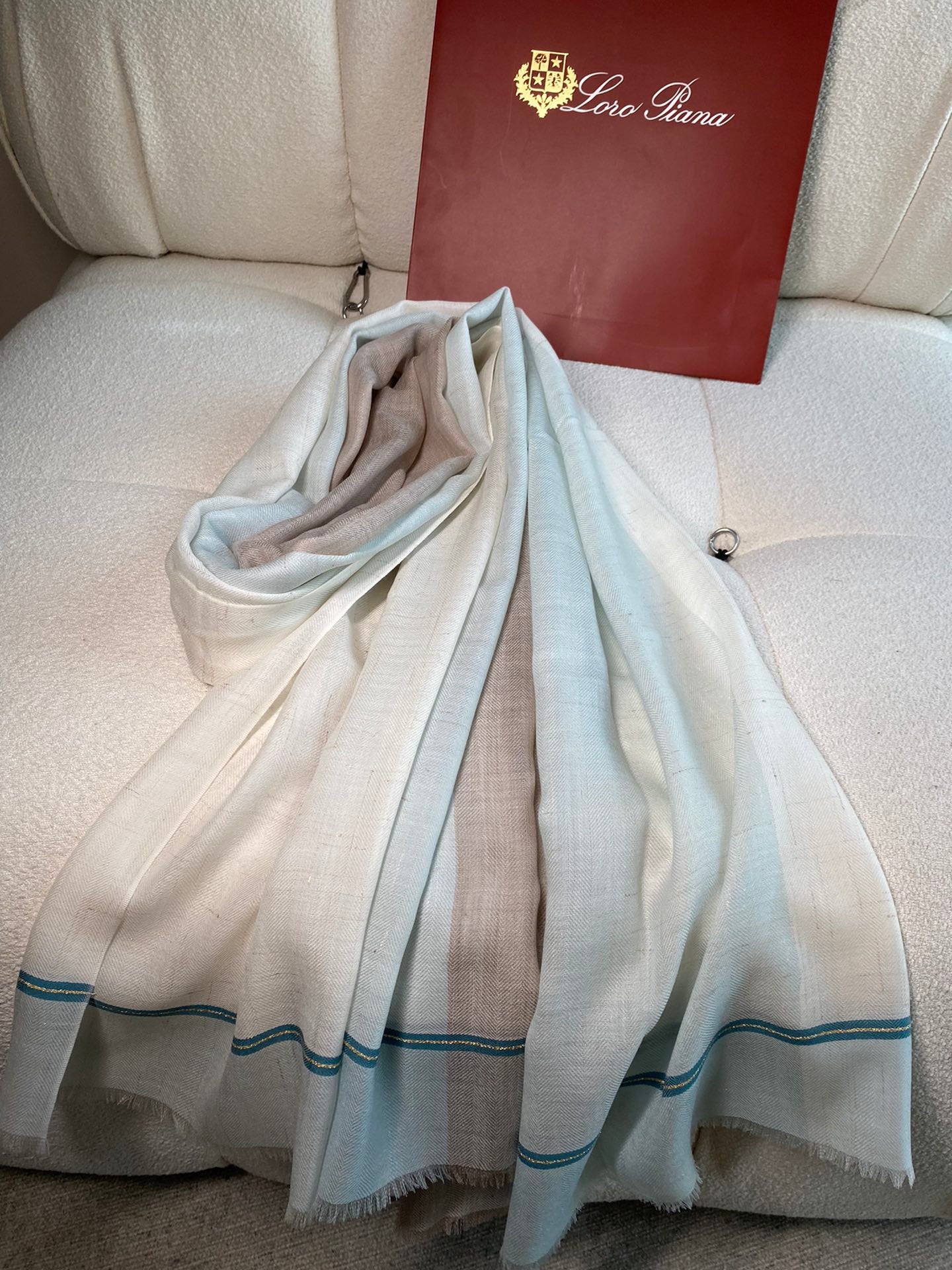 L-Piana-撞色銀絲格紋羊絨披肩-90*200cm
