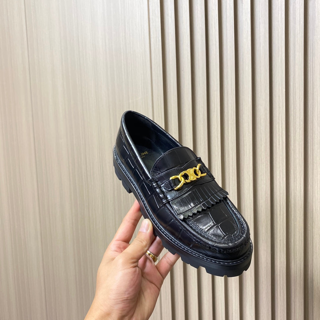 賽C家-鱷魚紋厚底福樂鞋