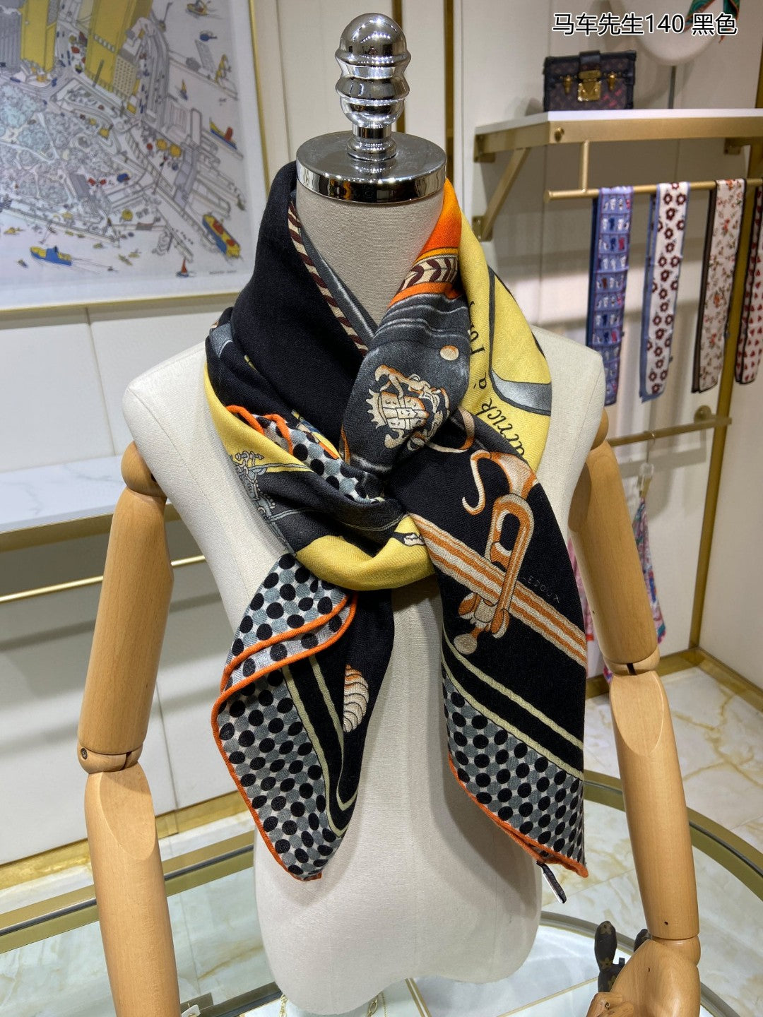 小愛款-馬車先生方形圍巾 140*140cm 70%羊絨30%真絲