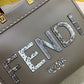 芬F家-Fendi Sunshine-中號灰色印花蛇皮手提袋