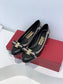 Salvatore Ferragamo鞋-菲拉格慕 VARA蝴蝶結 拼接低粗跟鞋