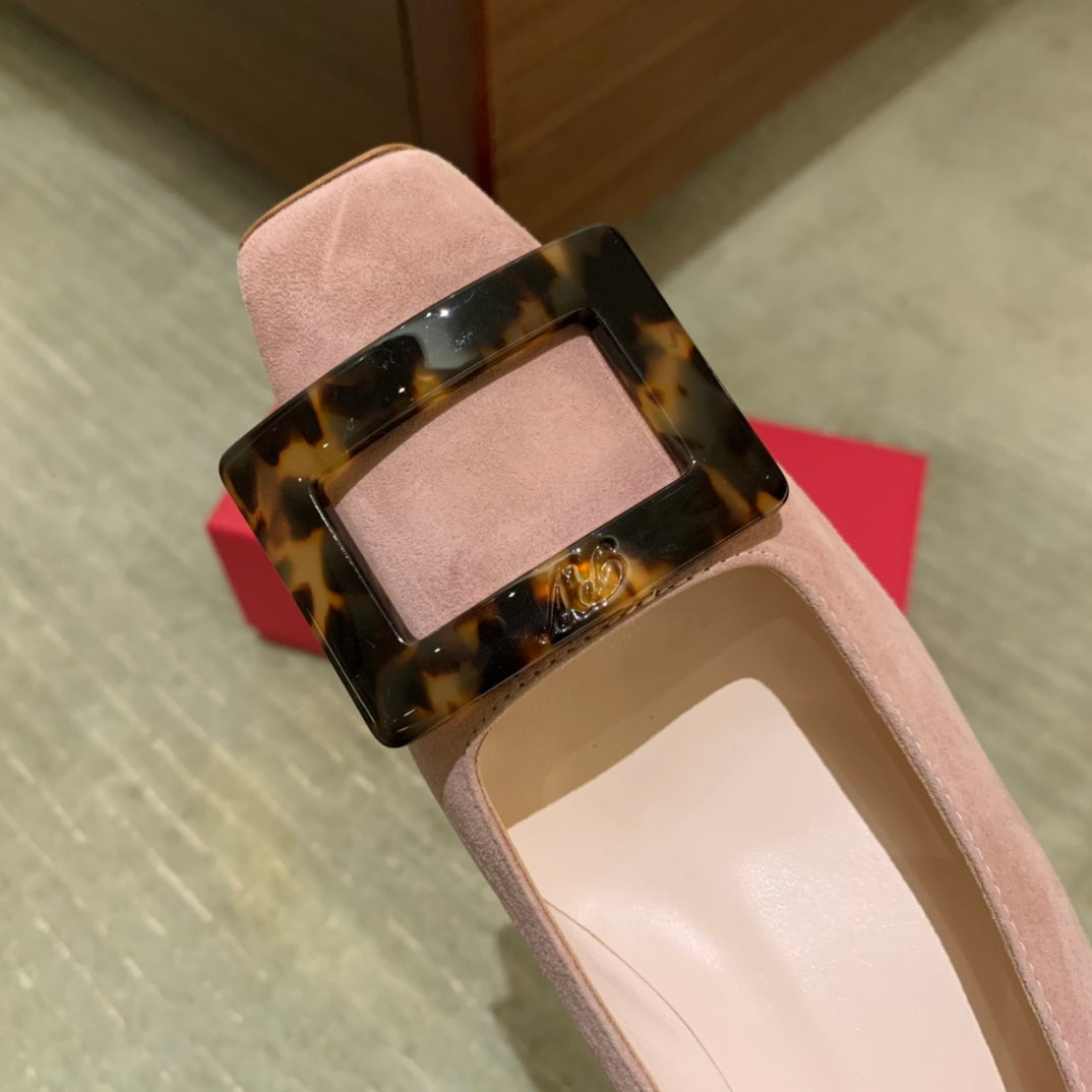 R方扣頭鞋-琥珀低跟鞋