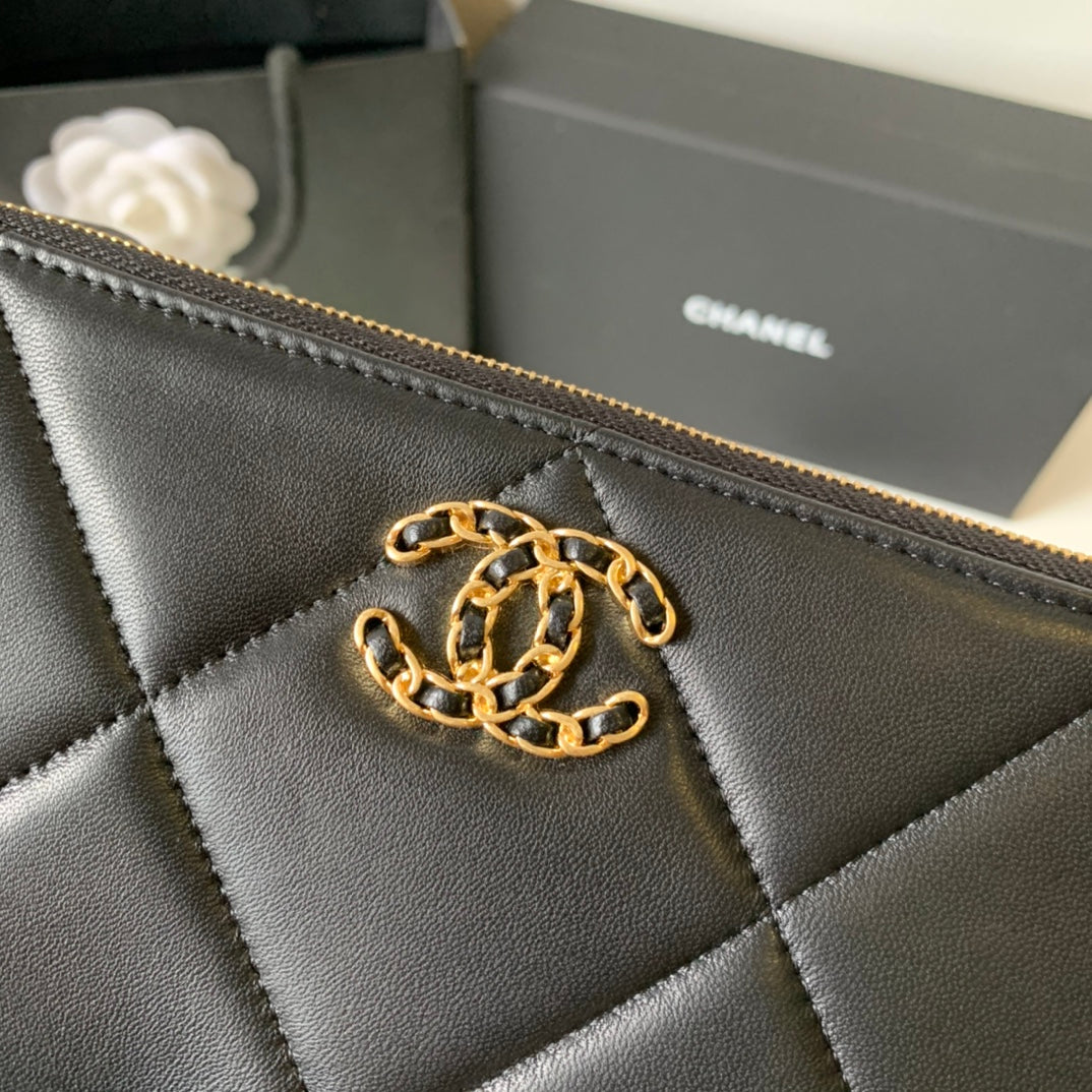 CHANEL 19系列小羊皮大格子零錢包