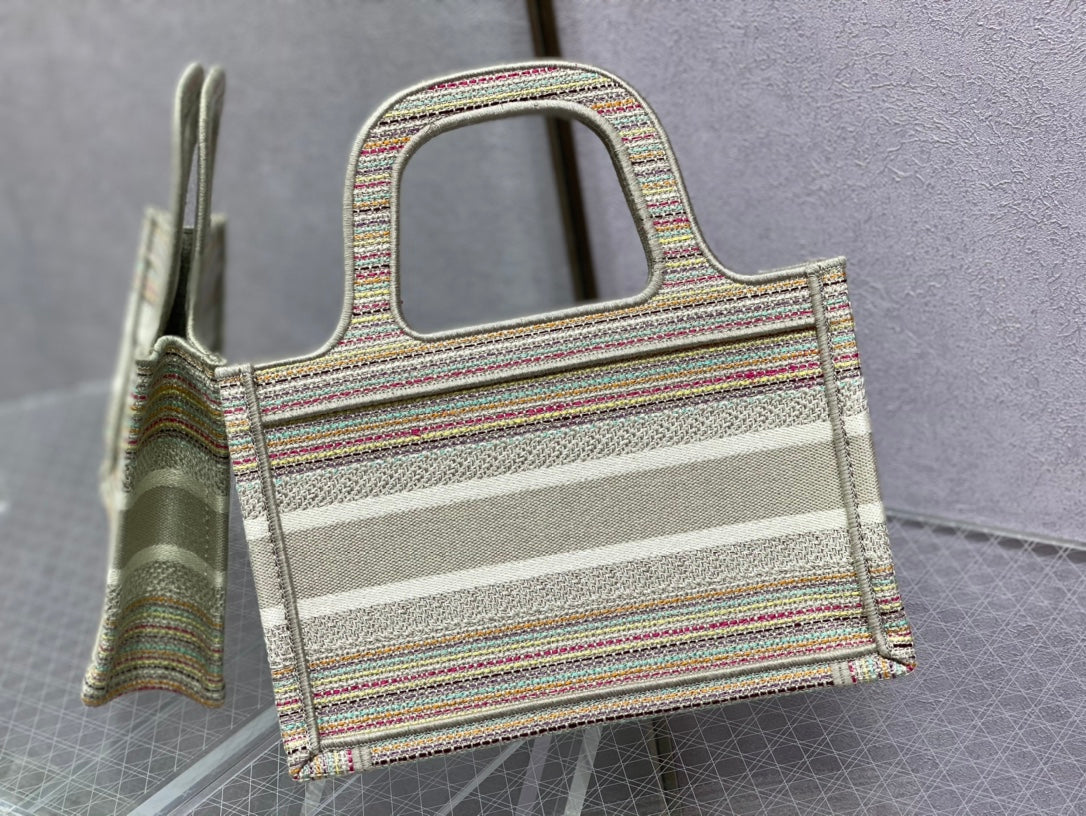 Dior Book Tote-Mini 23cm-金絲條紋