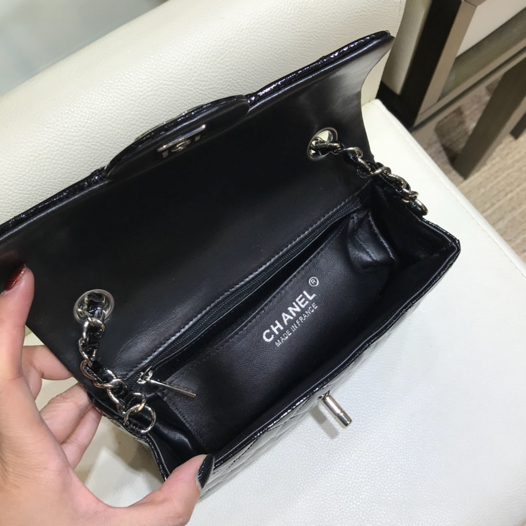 小香家-CF包 漆皮 銀鍊 25cm