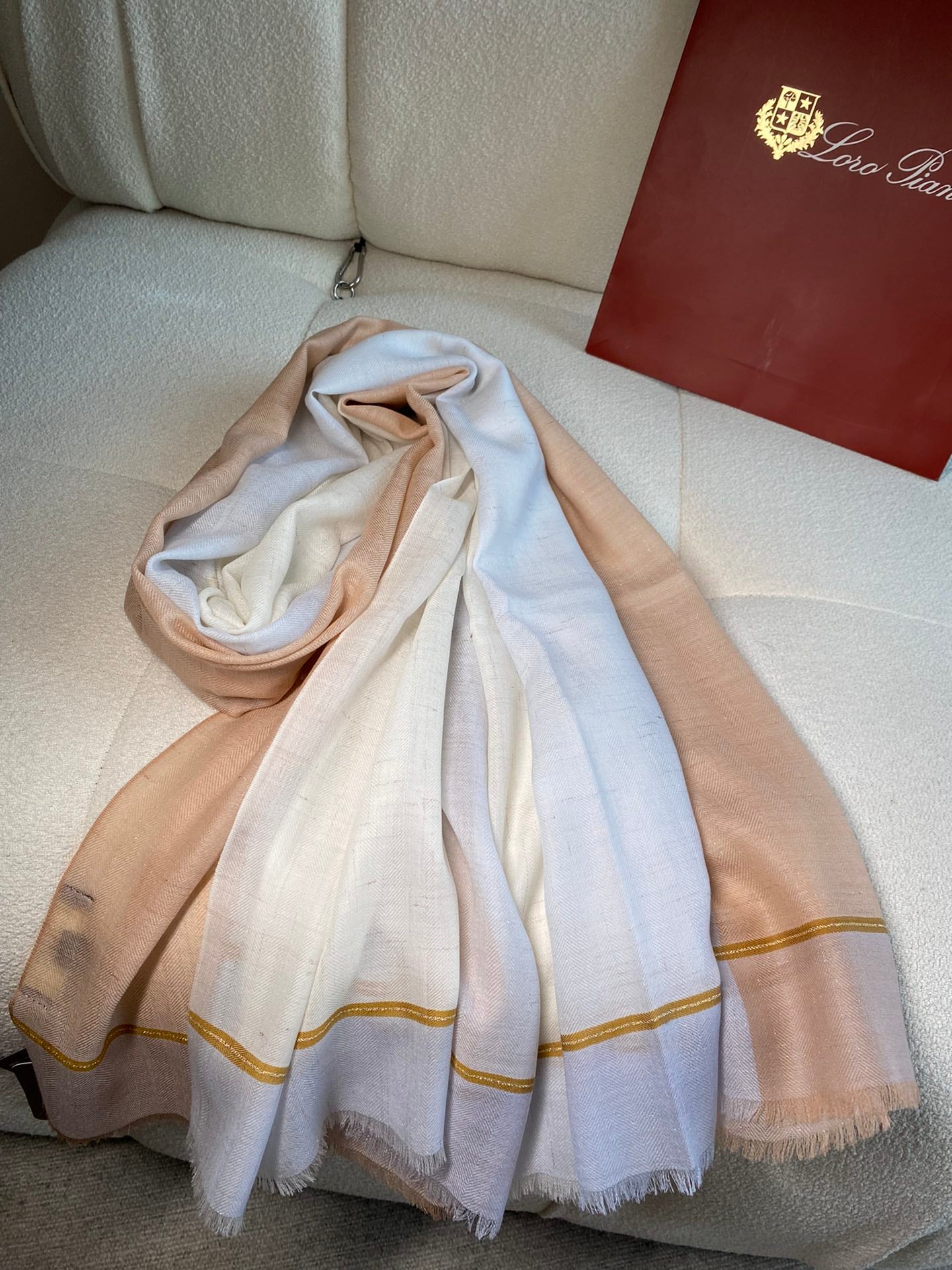 L-Piana-撞色銀絲格紋羊絨披肩-90*200cm