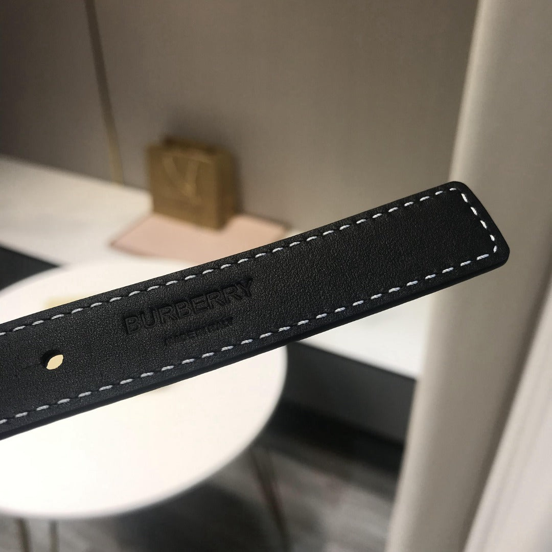 巴B家-黑色銀扣皮帶-2.0cm