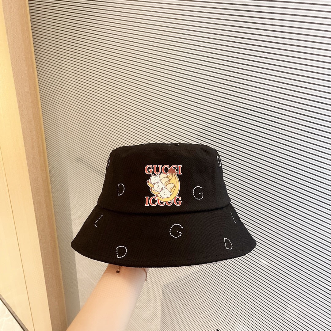 古G家-新款刺繡貓咪漁夫帽