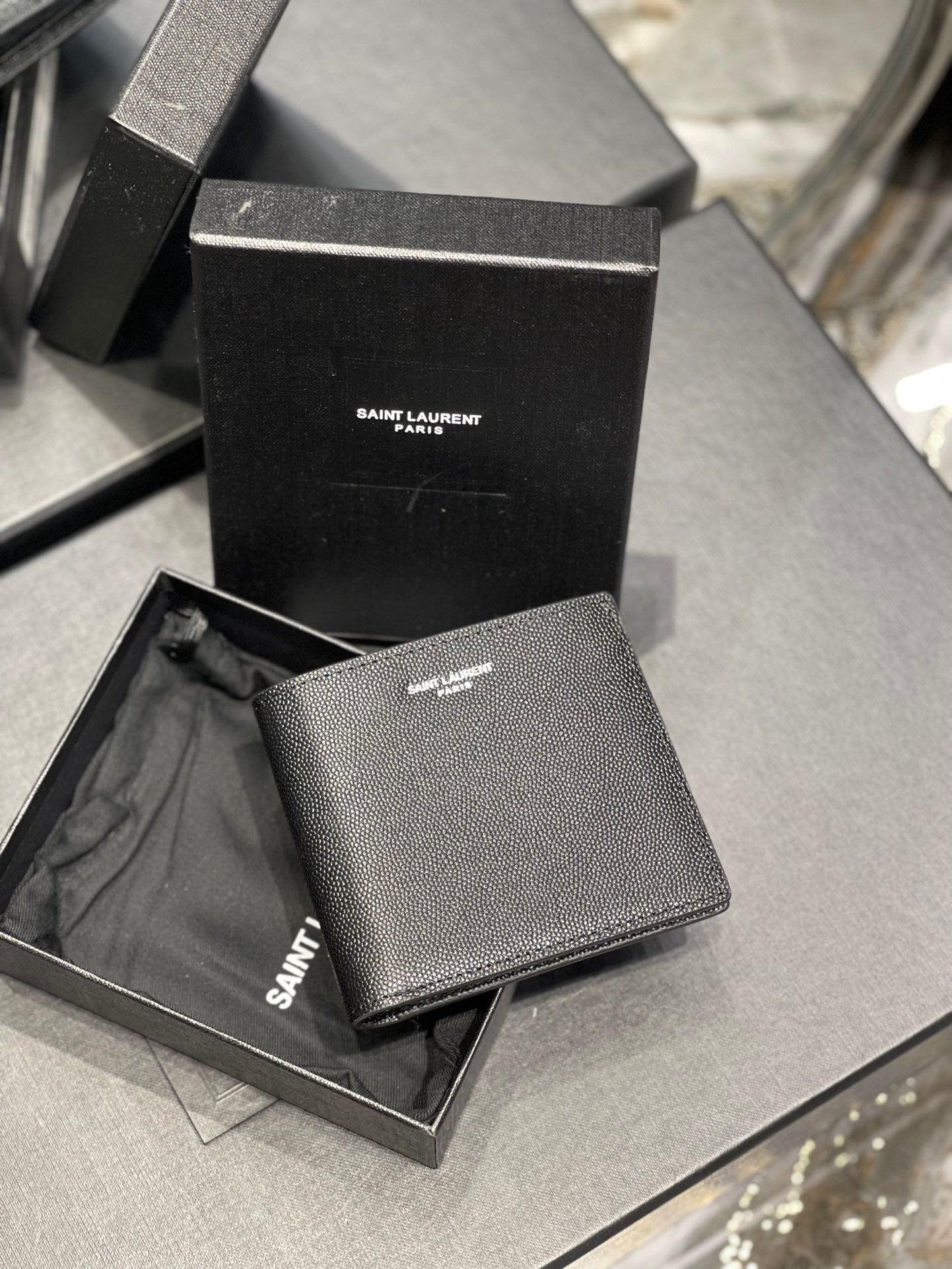 YSL 男士短款單隔層短夾