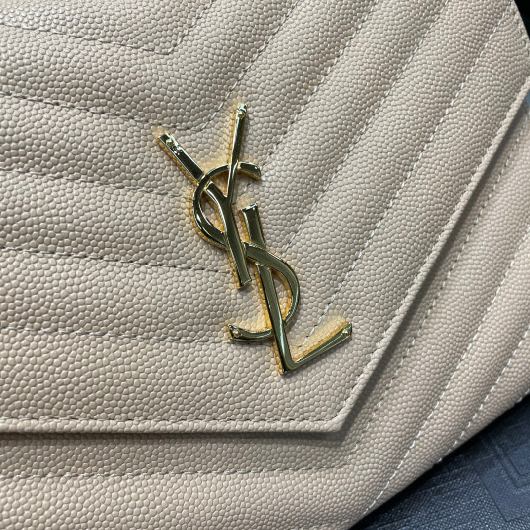 YSL_魚子醬手拿包-杏色金扣