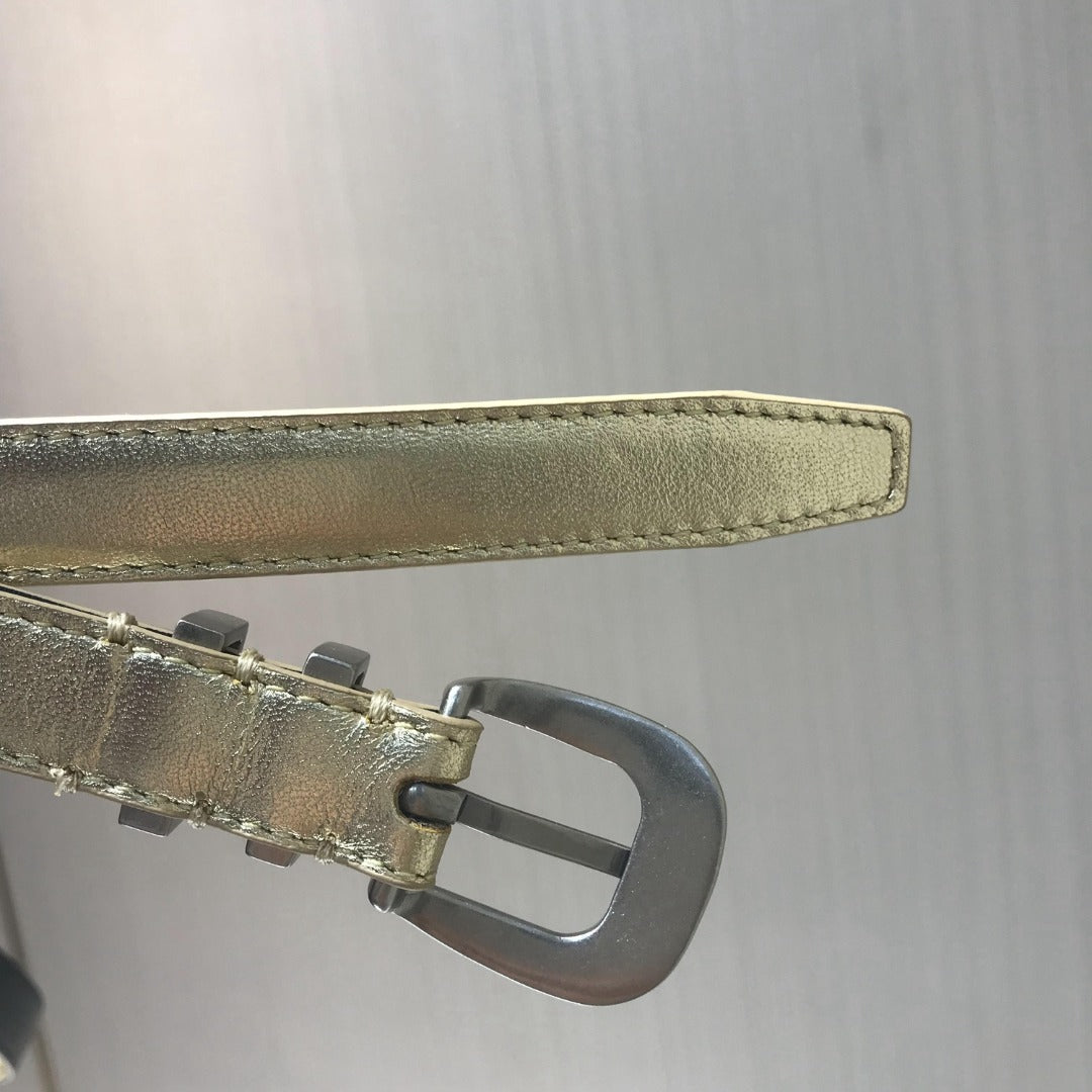 賽C家-金色銀扣皮帶-1.8cm
