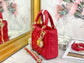Dior-Mini Lady Dior手袋-三格黛妃-17cm-紅色愛心釦