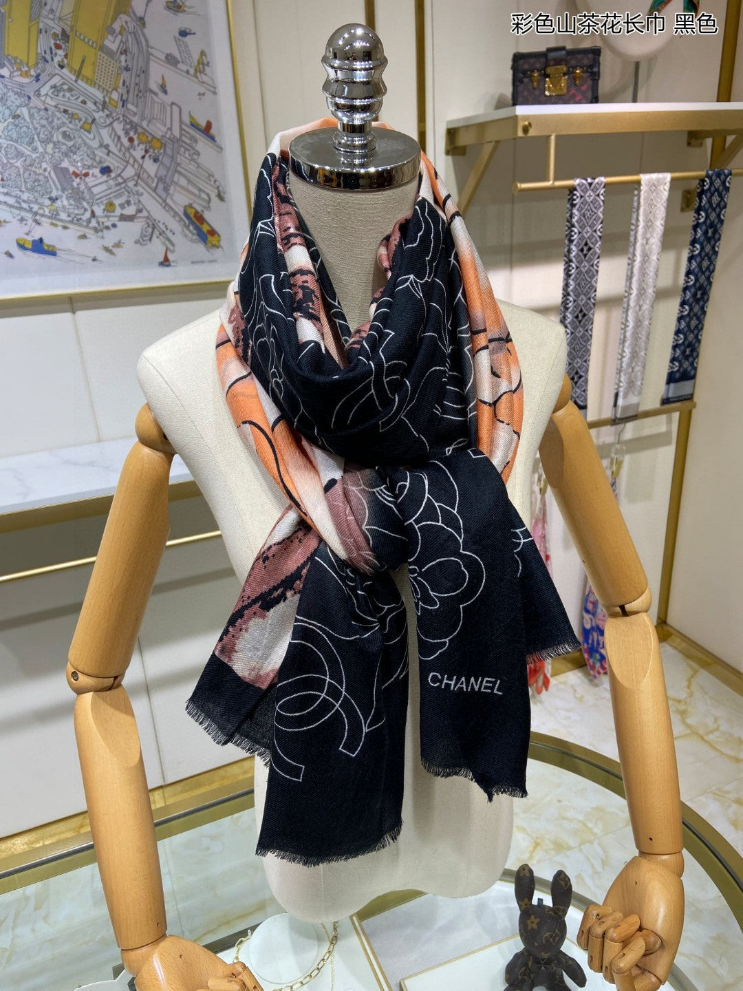 小香家-彩色山茶花長圍巾 110*200cm 100%頂極羊絨