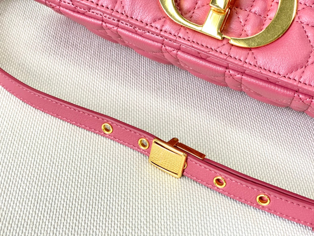 Dior Caro 大號28cm-玫粉小牛皮