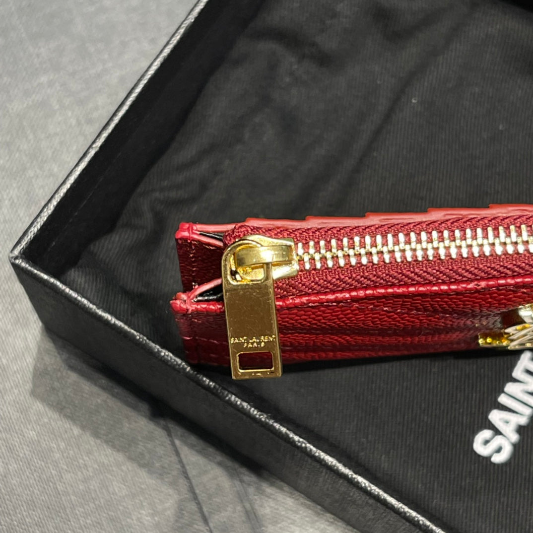 YSL 新品卡包_紅色金扣