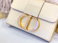 Dior 蒙田 Mini Box-平紋牛皮-珐瑯扣-17.5cm-熔岩棕