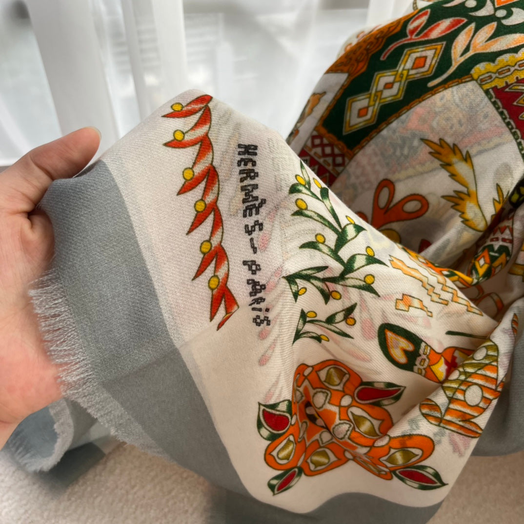 小愛款-羊絨印花圍巾 105*200cm 100%頂級純羊絨