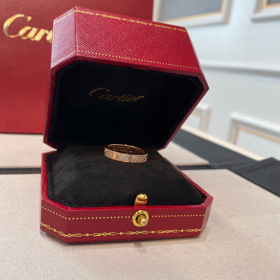 Cartier Love 寬版滿天星戒指-玫瑰金/白金