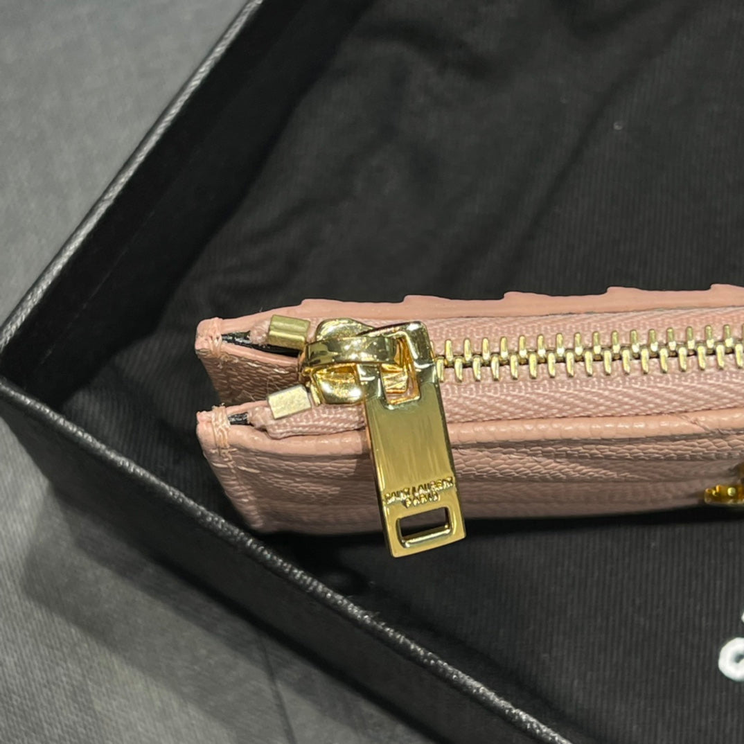 YSL 新品卡包_粉色金扣