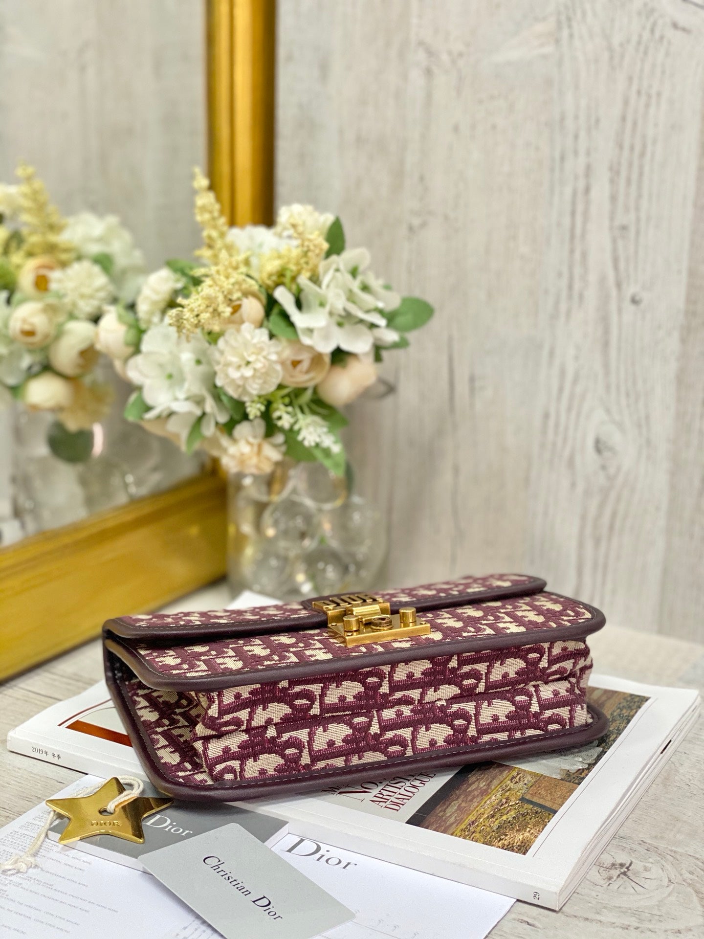 Dior WOC 鏈條包-帆布刺繡-紅色老花