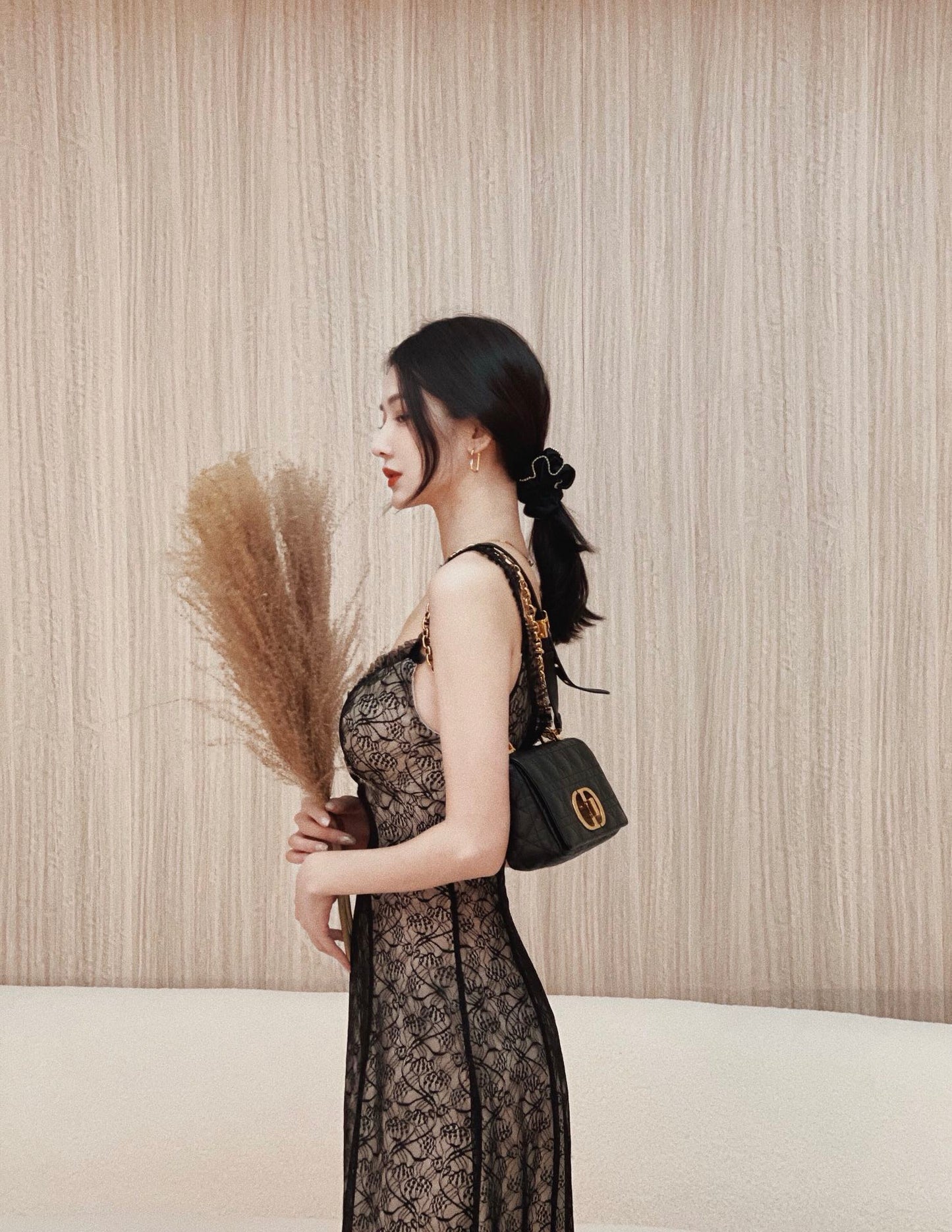 Dior Caro 小號20cm-黑色小牛皮