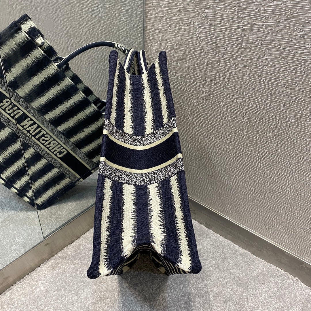 Dior Book Tote-大號41.5cm-深藍條紋