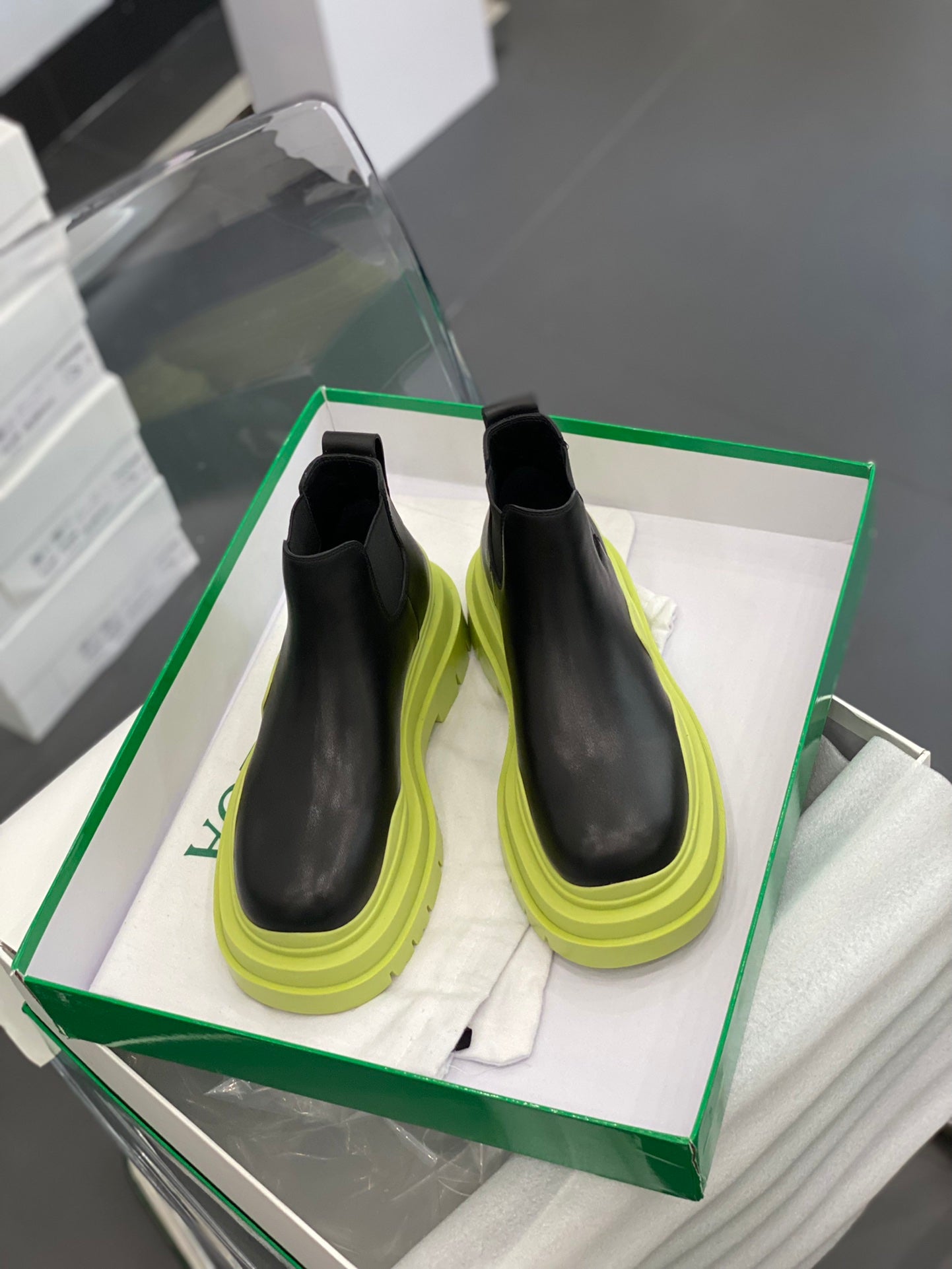 BV鞋-BV 黃黑配色 厚底短靴