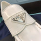 Prada鞋-Prada Loafers 亮皮三角銀字logo 厚底樂福鞋（白色）