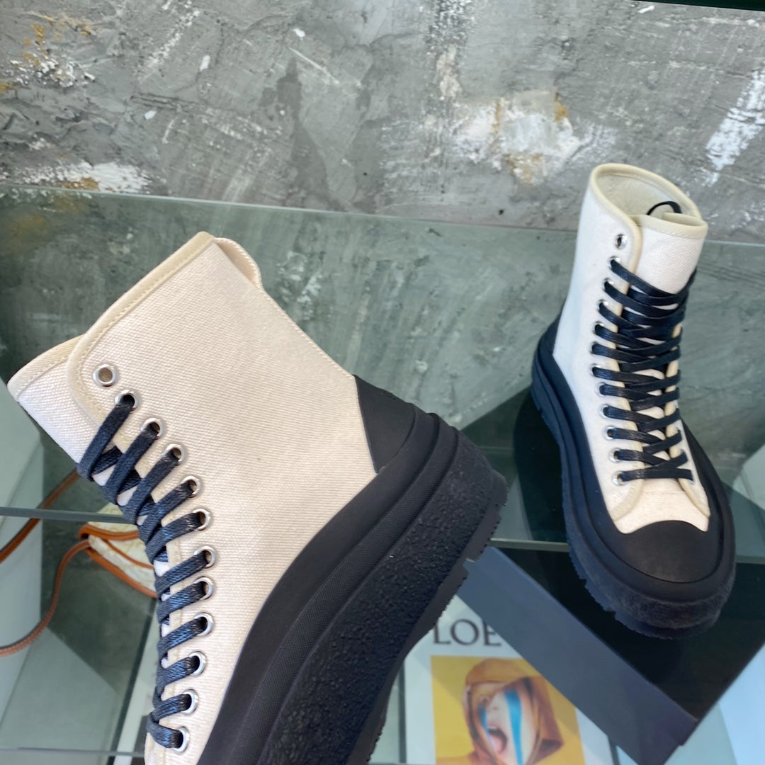 Jil sander-2022新款 高筒帆布鞋 白色
