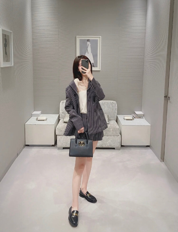 Dior St Honoré 中號手袋-黑色粒面牛皮