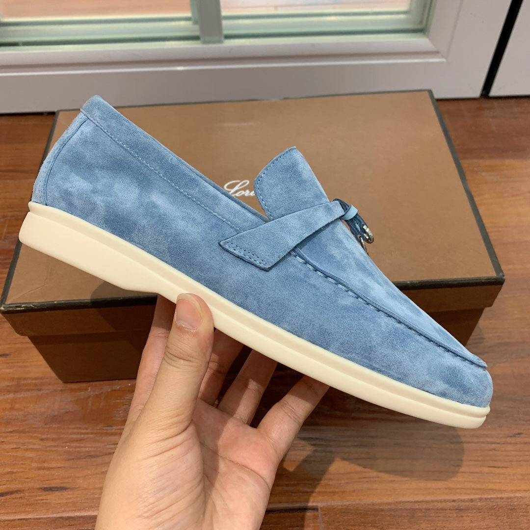 Loro p1ana-羊絨復古平底鞋 藍色