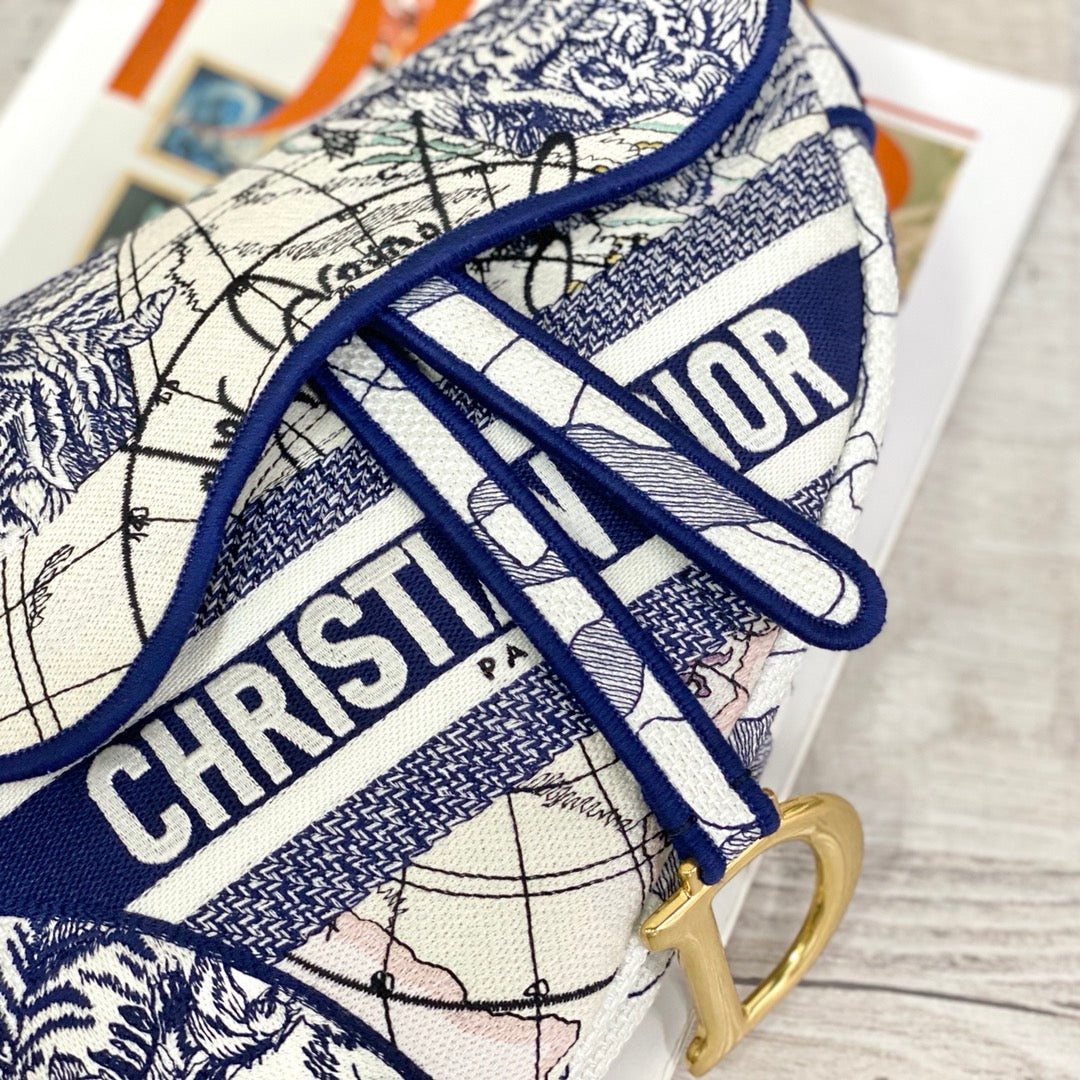 Dior Saddle 馬鞍包-帆布刺繡-大號-25.5cm