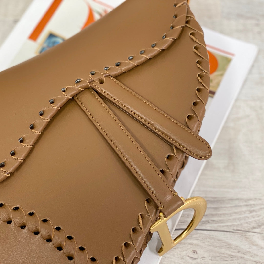 Dior Saddle 馬鞍包-編織-大號焦糖色-25.5cm