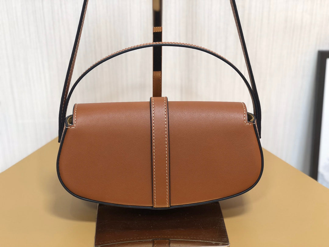賽C家-Mini Tabou Clutch 鎖頭飾腋下包 棕色 平紋牛皮革