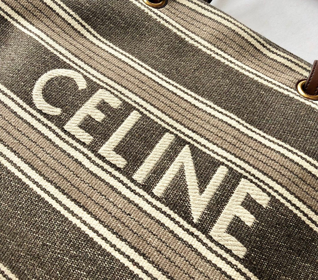 Celine 條紋提花和小牛皮正方形手袋