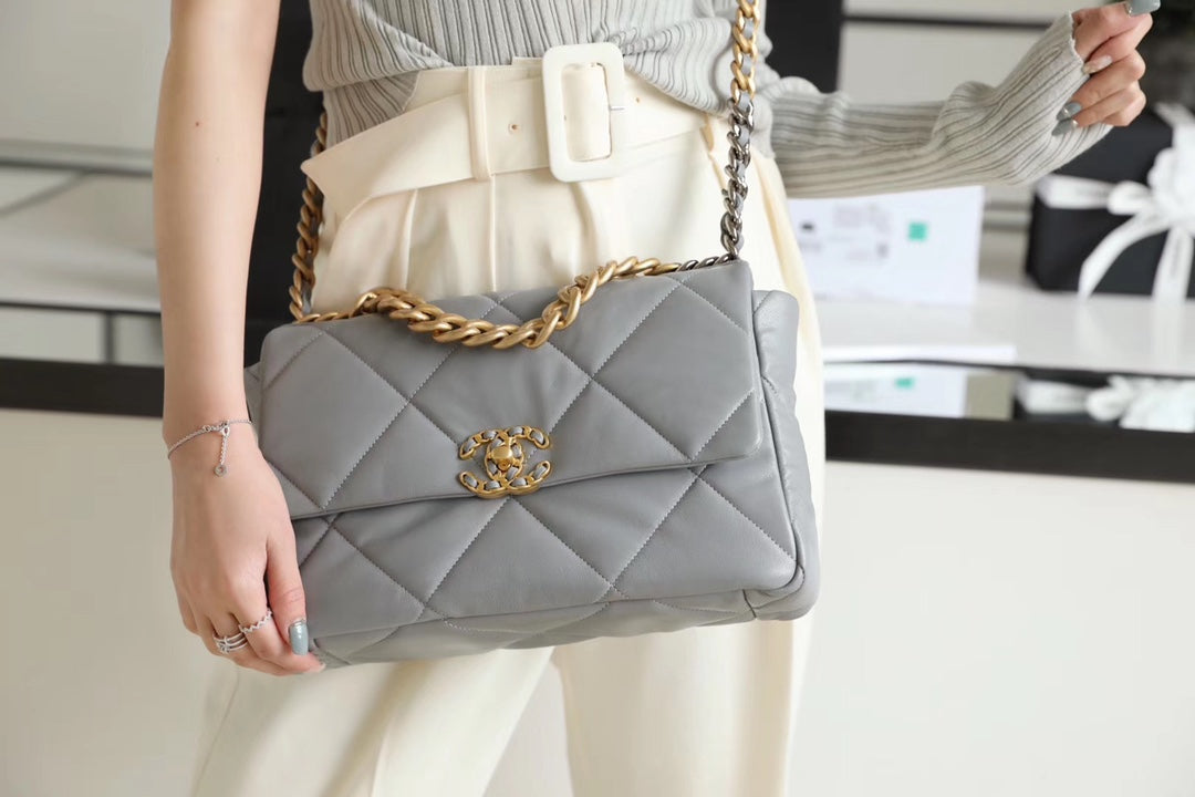 Chanel 19Bag-中號灰色