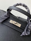 Hermes-限量款Miss you Kelly 28-黑色銀扣-外縫