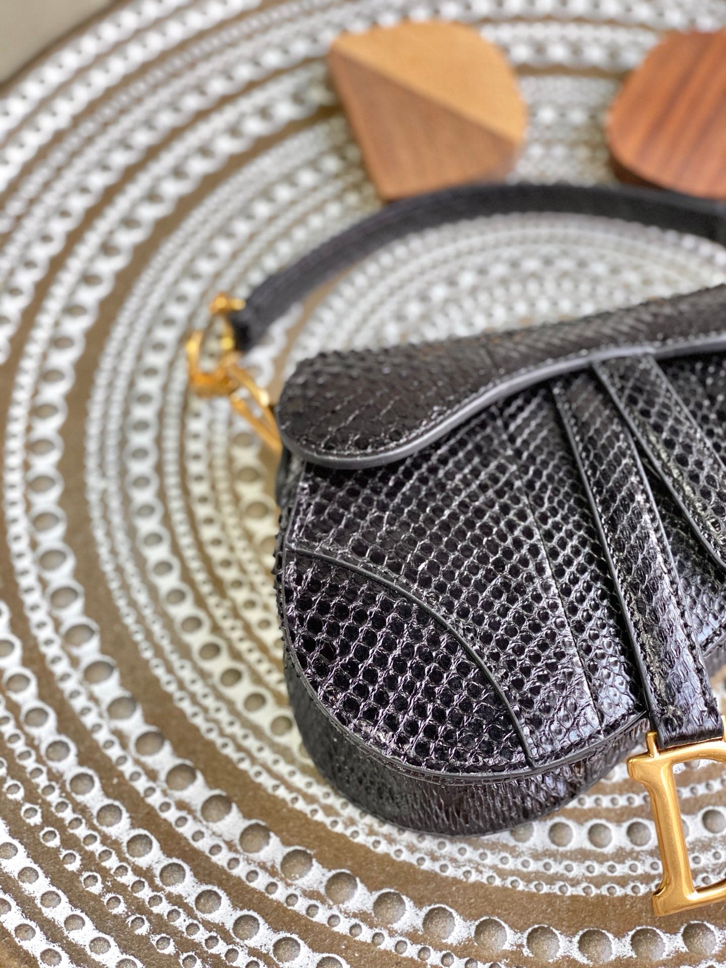Dior Saddle 馬鞍包-蛇皮-小號黑色-19.5cm