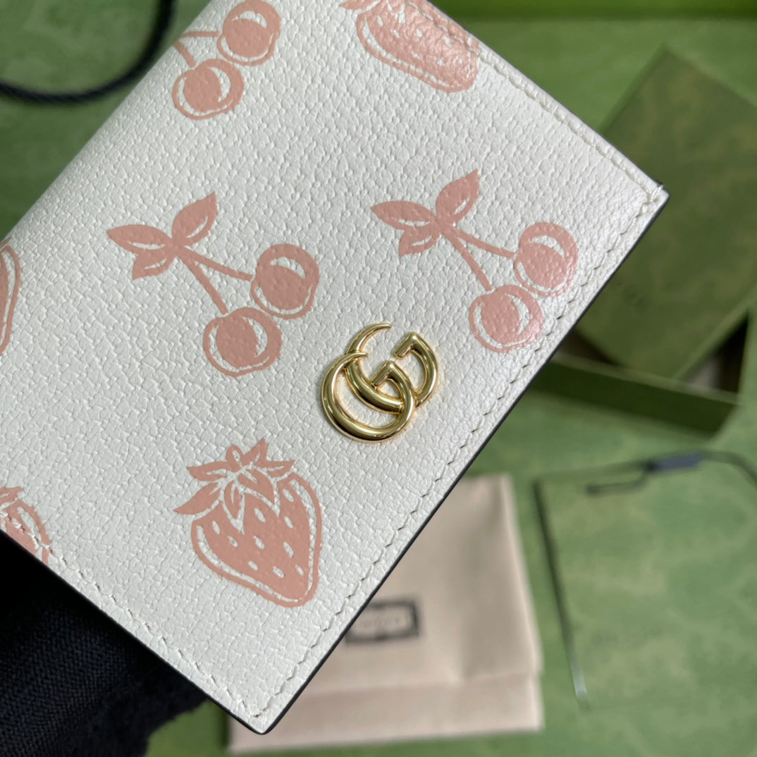 Gucci 白色水果圖案短夾
