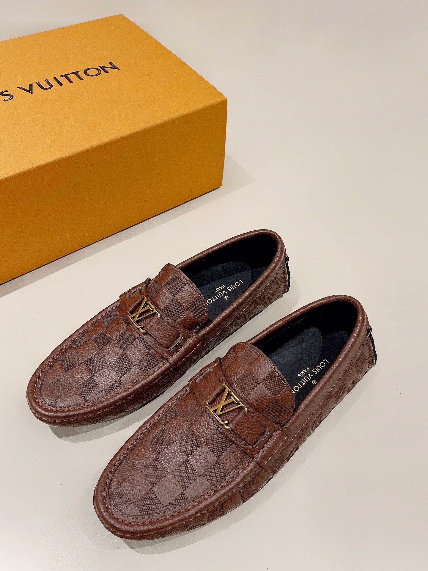 Lou-豆豆鞋 平底鞋 咖色棋盤格