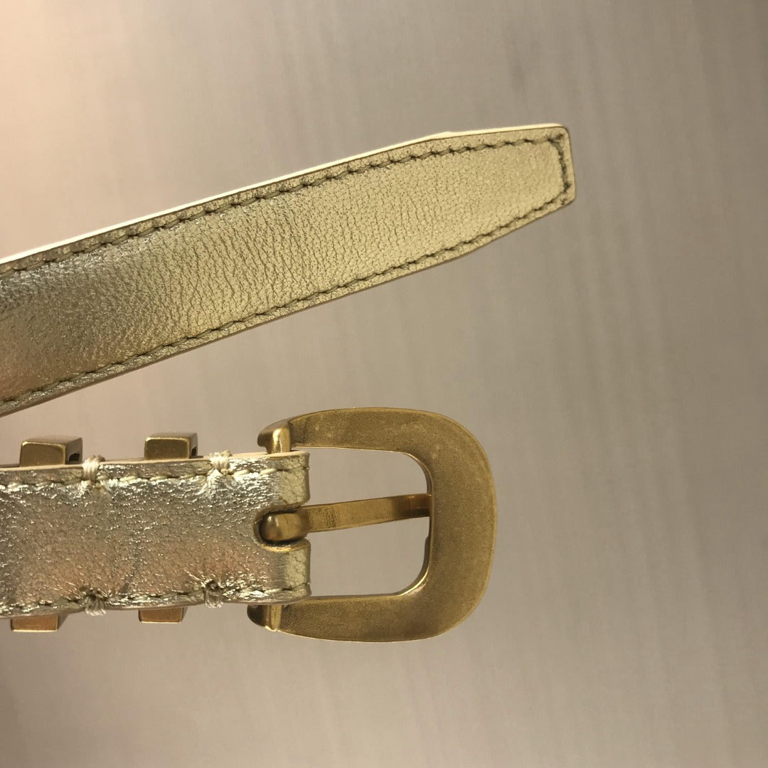 賽C家-金色金扣皮帶-1.8cm