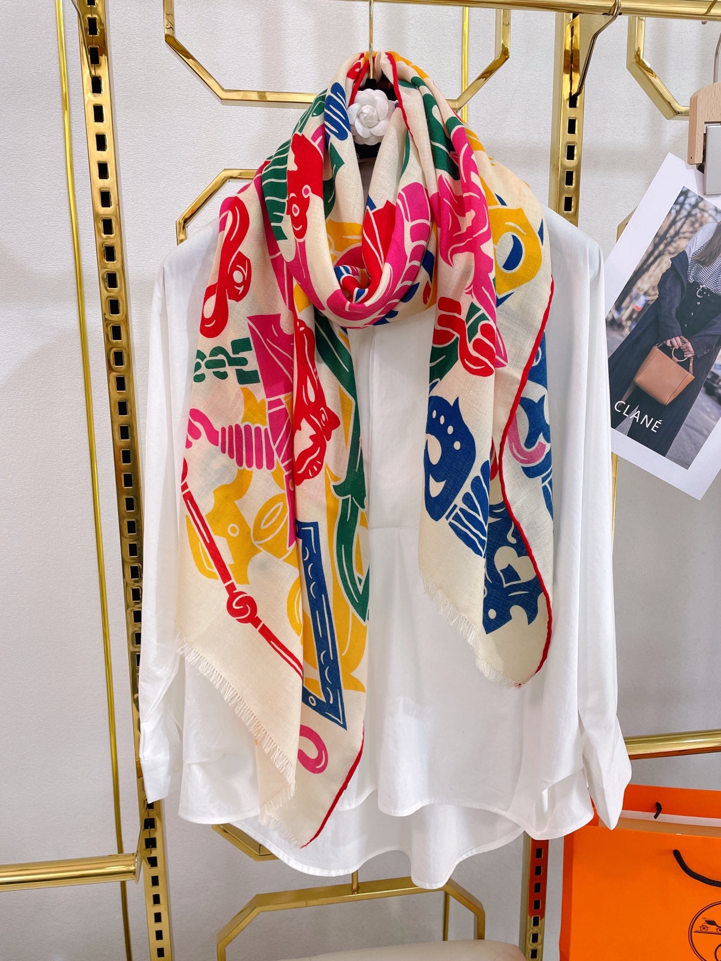 小愛款-線條圍巾 180*63cm 70%羊絨+30%真絲