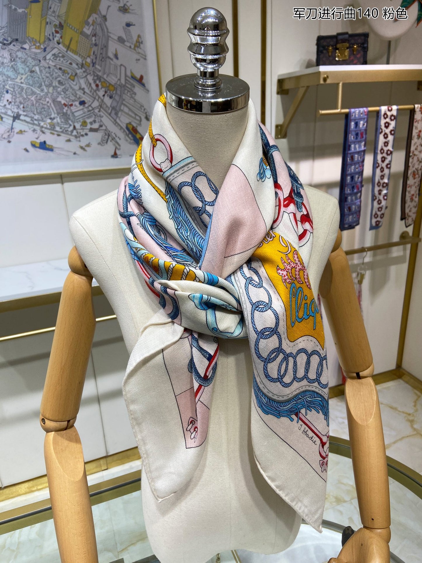 小愛款-軍隊進行曲圍巾 140*140cm 70%羊絨+30%真絲
