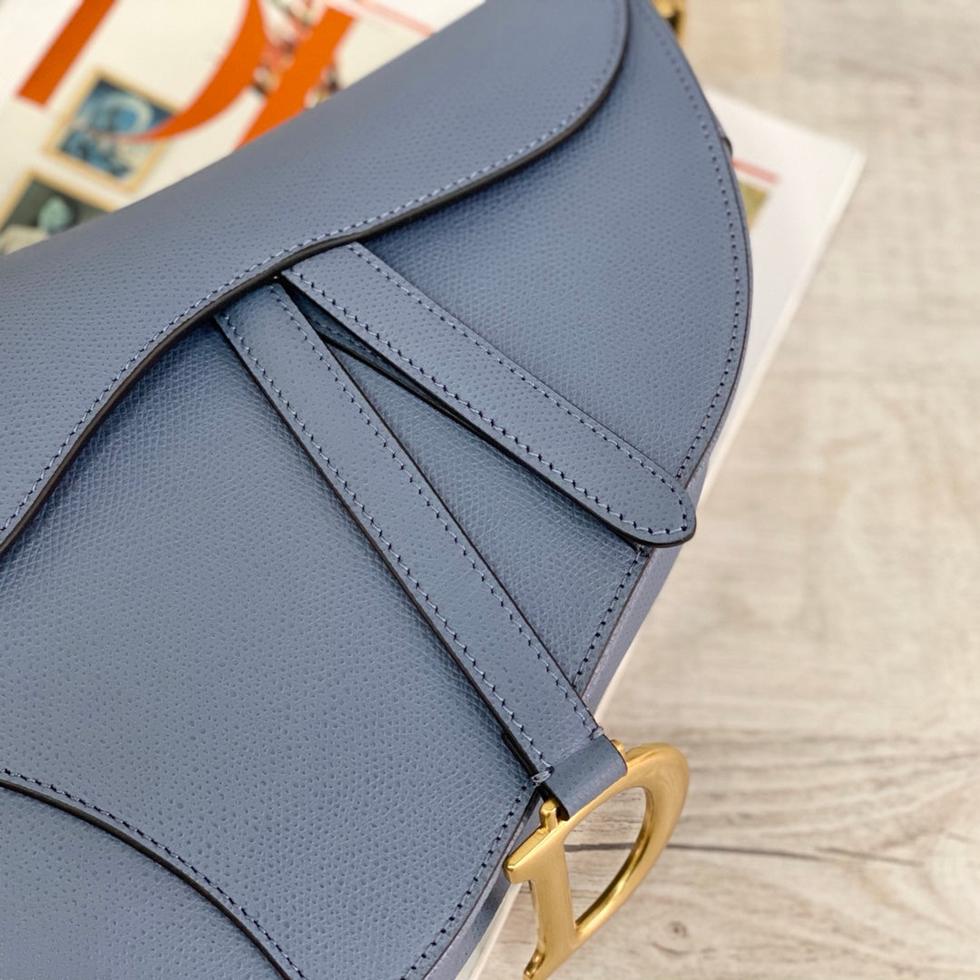 Dior Saddle 馬鞍包-手掌紋-大號海藍色-25.5cm